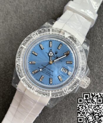 Acrylic Clear Rolex Submariner CN Custom Ice Blue Dial 40mm