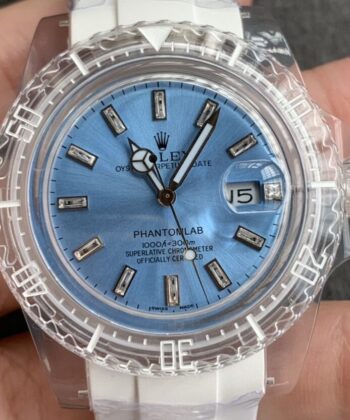 Acrylic Clear Rolex Submariner CN Custom Ice Blue Dial 40mm