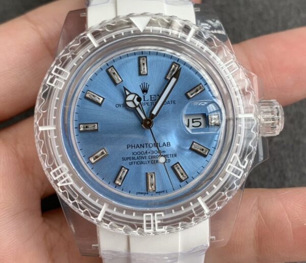 Acrylic Clear Rolex Submariner CN Custom Ice Blue Dial 40mm