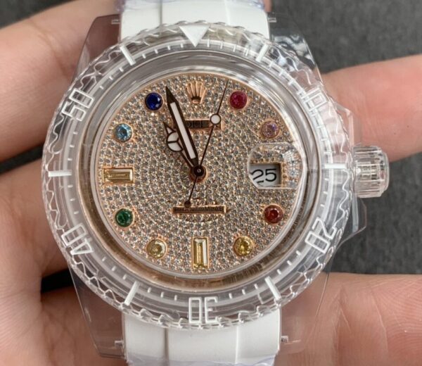 Acrylic Clear Rolex CN Custom Submariner Color Full Diamond 40