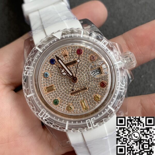 Acrylic Clear Rolex CN Custom Submariner Color Full Diamond 40