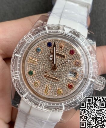 Acrylic Clear Rolex CN Custom Submariner Color Full Diamond 40