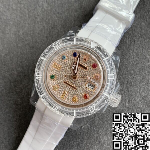 Acrylic Clear Rolex CN Custom Submariner Color Full Diamond 40
