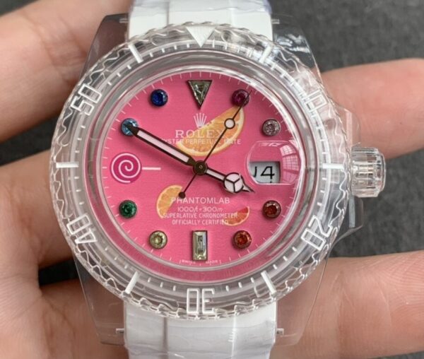 Rolex Submariner Pink Dial CN Custom Acrylic Clear Size 40mm