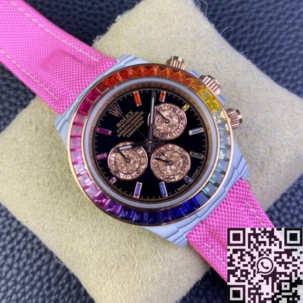 Rainbow Rolex Daytona IPK Custom White Carbon Fiber Version