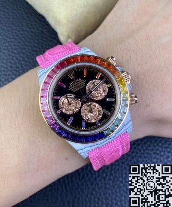 Rainbow Rolex Daytona IPK Custom White Carbon Fiber Version