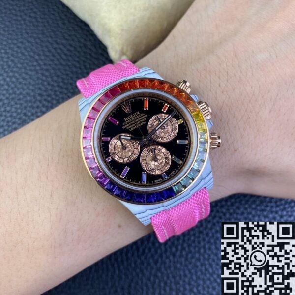 Rainbow Rolex Daytona IPK Custom White Carbon Fiber Version