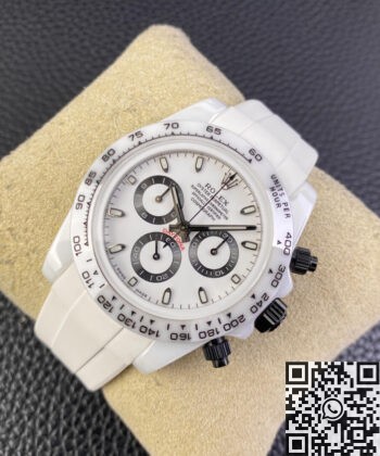 Rolex Daytona Rubber Strap White Ceramic Watch 5G Custom