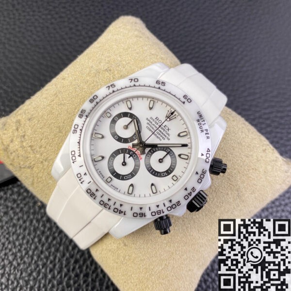 Rolex Daytona Rubber Strap White Ceramic Watch 5G Custom