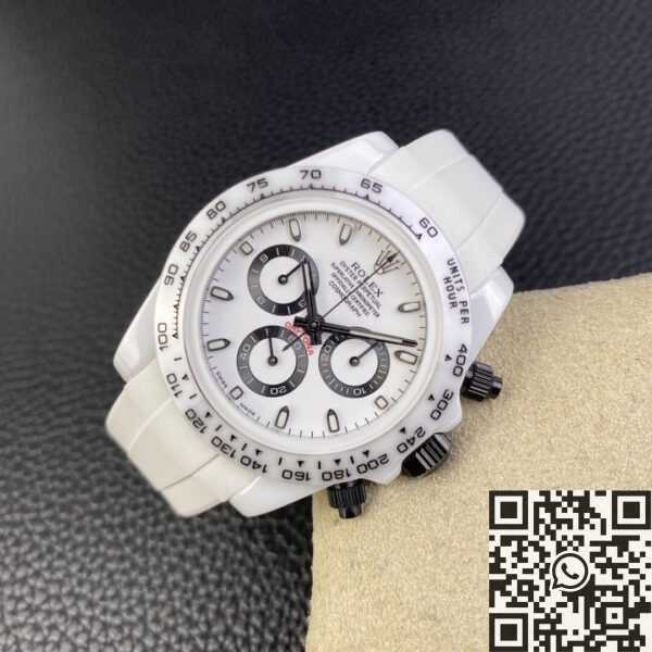 Rolex Daytona Rubber Strap White Ceramic Watch 5G Custom