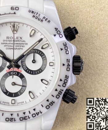 Rolex Daytona Rubber Strap White Ceramic Watch 5G Custom