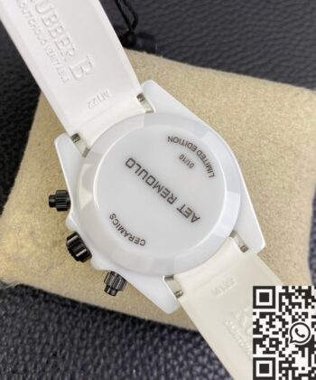 Rolex Daytona Rubber Strap White Ceramic Watch 5G Custom