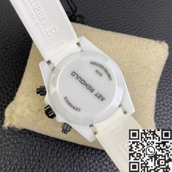 Rolex Daytona Rubber Strap White Ceramic Watch 5G Custom