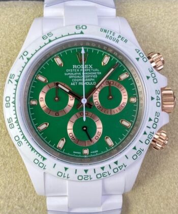Rolex Daytona Green AET Custom White Ceramics Dial Watch