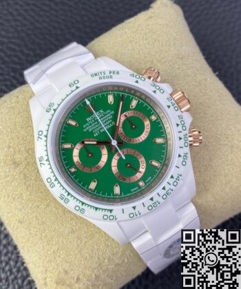 Rolex Daytona Green AET Custom White Ceramics Dial Watch