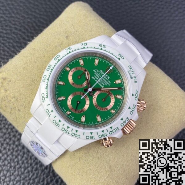 Rolex Daytona Green AET Custom White Ceramics Dial Watch