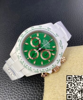 Rolex Daytona Green AET Custom White Ceramics Dial Watch