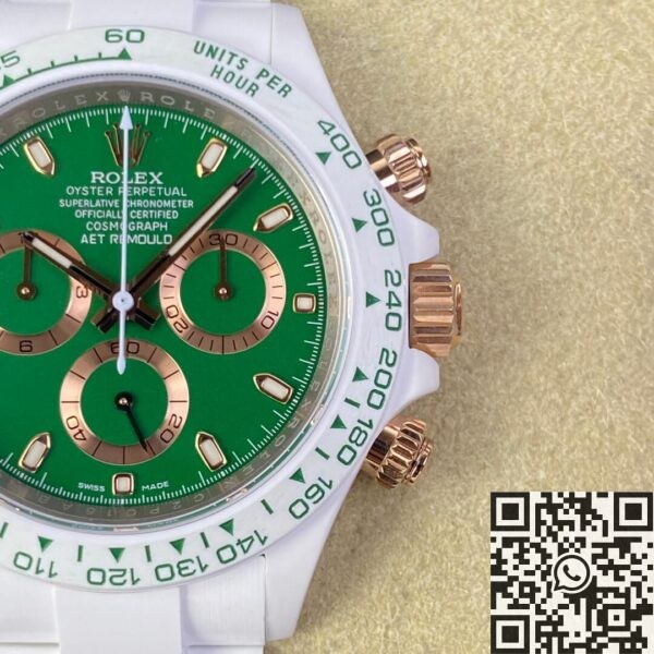 Rolex Daytona Green AET Custom White Ceramics Dial Watch