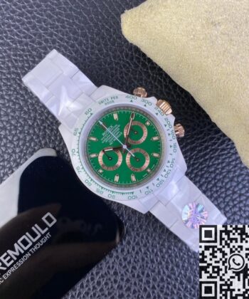 Rolex Daytona Green AET Custom White Ceramics Dial Watch