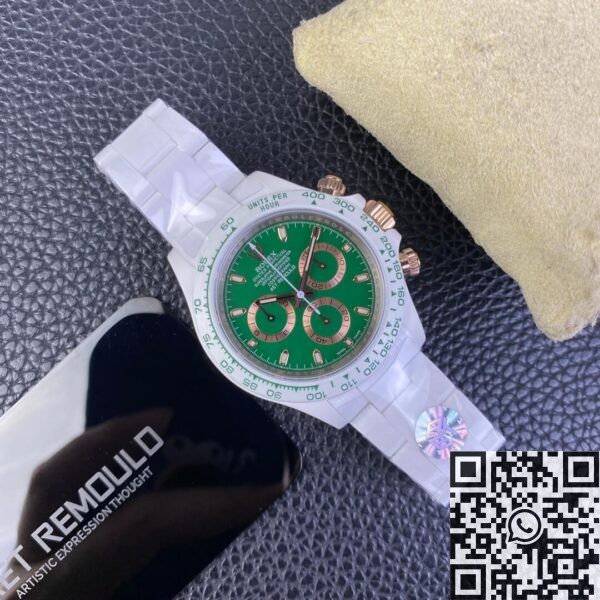 Rolex Daytona Green AET Custom White Ceramics Dial Watch