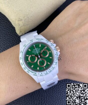 Rolex Daytona Green AET Custom White Ceramics Dial Watch