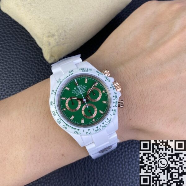 Rolex Daytona Green AET Custom White Ceramics Dial Watch