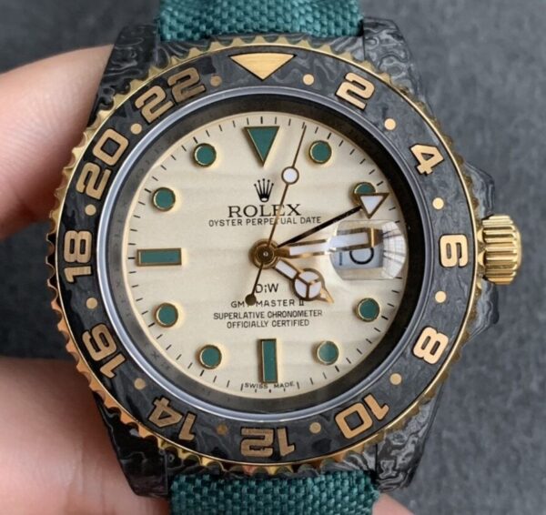 Green Rolex GMT Master II DIW Custom Fabric Strap Watch