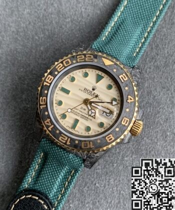Green Rolex GMT Master II DIW Custom Fabric Strap Watch
