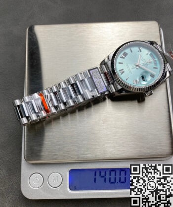 Blue Face Day Date Rolex M128236-0018 STrip Nail Scale 36mm