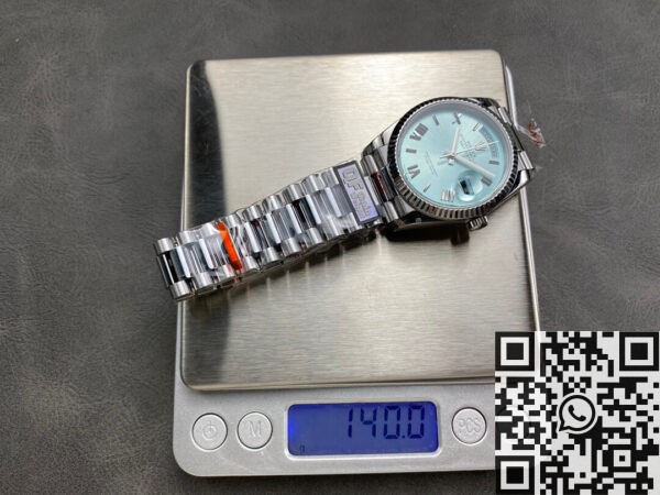 Blue Face Day Date Rolex M128236-0018 STrip Nail Scale 36mm