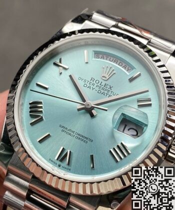 Blue Face Day Date Rolex M128236-0018 STrip Nail Scale 36mm